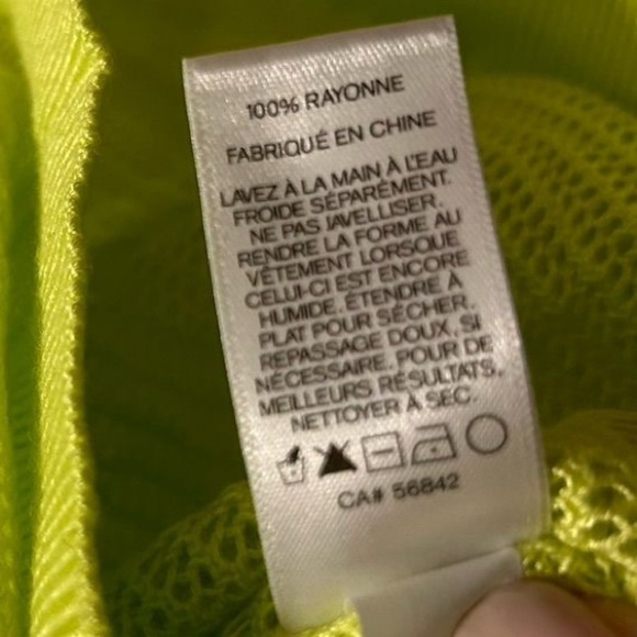 Express Mesh Neon Yellow Lime Dolman Summer Sweater 3/4 Sleeve Boat Neck Cape XS - Picture 5 of 8